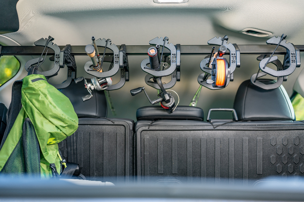 fishing rod holder in an SUV